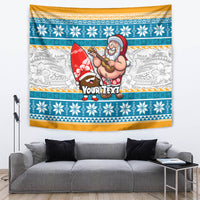 Custom Hawaii Mele Kalikimaka Tapestry Funny Santa and Coconut Mix Kakau Pattern LT03 - Polynesian Pride