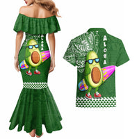 Hawaii Couples Matching Mermaid Dress and Hawaiian Shirt Aloha Funny Avocado Mix Kakau Hawaiian Tribal LT03 - Polynesian Pride