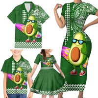 Aloha Avocado Funny Fruits Custom Family Matching Short Sleeve Bodycon Dress and Hawaiian Shirt Mix Hawaiian Kakau Tribal LT03 - Polynesian Pride
