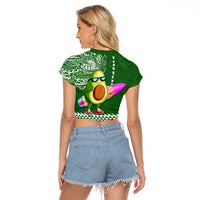 Aloha Avocado Funny Fruits Custom Raglan Cropped T Shirt Mix Hawaiian Kakau Tribal LT03 - Polynesian Pride
