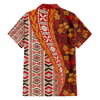 Hawaii Native Tapa Elements and Hibiscus Flowers Family Matching Short Sleeve Bodycon Dress and Hawaiian Shirt LT03 - Polynesian Pride