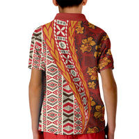 Hawaii Native Tapa Elements and Hibiscus Flowers Kid Polo Shirt LT03 - Polynesian Pride