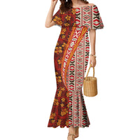 Hawaii Native Tapa Elements and Hibiscus Flowers Mermaid Dress LT03 Women Red - Polynesian Pride