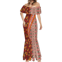 Hawaii Native Tapa Elements and Hibiscus Flowers Mermaid Dress LT03 - Polynesian Pride