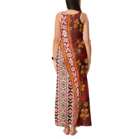 Hawaii Native Tapa Elements and Hibiscus Flowers Tank Maxi Dress LT03 - Polynesian Pride