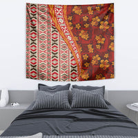 Hawaii Native Tapa Elements and Hibiscus Flowers Tapestry LT03 - Polynesian Pride