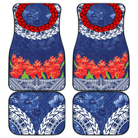 Samoan Tapa Car Mats Ula Fala and Teuila Flower LT03 Blue - Polynesian Pride