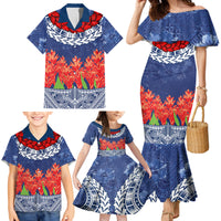 Samoan Tapa Family Matching Mermaid Dress and Hawaiian Shirt Ula Fala and Teuila Flower LT03 - Polynesian Pride