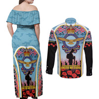 Royal New Zealand Air Force ANZAC Day Couples Matching Off Shoulder Maxi Dress and Long Sleeve Button Shirt Te Tauaarangi o Aotearoa LT03 - Polynesian Pride