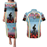 Royal New Zealand Air Force ANZAC Day Couples Matching Puletasi and Hawaiian Shirt Te Tauaarangi o Aotearoa LT03 Blue - Polynesian Pride