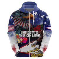 United States and American Samoa Hoodie Bald Eagle Rose and Hibiscus Flower
