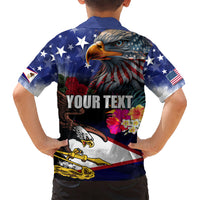 Personalised United States and American Samoa Kid Hawaiian Shirt Bald Eagle Rose and Hibiscus Flower LT03 - Polynesian Pride