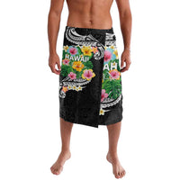 Hawaii Aloha Tropical Leaves and Flower Lavalava with Polynesian Art Tattoo Black Color - Polynesian Pride