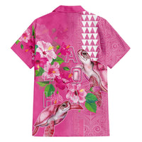 Hawaii Aloha Turtle Hibiscus and Leaves Hawaiian Shirt with Polynesian and Kakau Tattoos Rose Color - Polynesian Pride