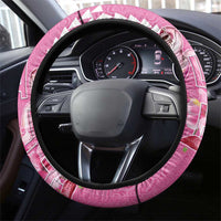 Hawaii Aloha Turtle Hibiscus and Leaves Steering Wheel Cover with Polynesian and Kakau Tattoos Rose Color - Polynesian Pride