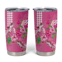 Hawaii Aloha Turtle Hibiscus and Leaves Tumbler Cup with Polynesian and Kakau Tattoos Rose Color - Polynesian Pride