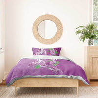 Hawaii Aloha Turtle Hibiscus and Leaves Bedding Set with Polynesian and Kakau Tattoos Lilac Color - Polynesian Pride