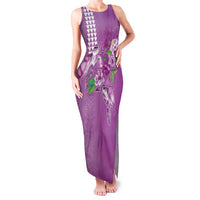 Hawaii Aloha Turtle Hibiscus and Leaves Family Matching Tank Maxi Dress and Hawaiian Shirt with Polynesian and Kakau Tattoos Lilac Color - Polynesian Pride