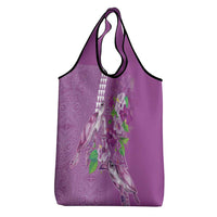 Hawaii Aloha Turtle Hibiscus and Leaves Grocery Bag with Polynesian and Kakau Tattoos Lilac Color - Polynesian Pride