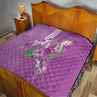 Hawaii Aloha Turtle Hibiscus and Leaves Quilt with Polynesian and Kakau Tattoos Lilac Color - Polynesian Pride