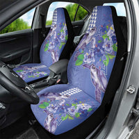 Hawaii Aloha Turtle Hibiscus and Leaves Car Seat Cover with Polynesian and Kakau Tattoos Denim Color - Polynesian Pride
