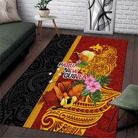 Papua New Guinea Independence Day Area Rug Birds-of-Paradise Melanesian Tattoos Tropical Plants
