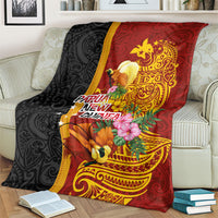 Papua New Guinea Independence Day Blanket Birds-of-Paradise Melanesian Tattoos Tropical Plants