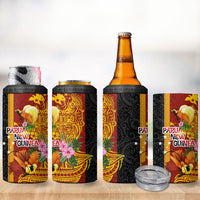 Papua New Guinea Independence Day 4 in 1 Can Cooler Tumbler Birds-of-Paradise Melanesian Tattoos Tropical Plants