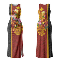 Papua New Guinea Independence Day Couples Matching Tank Maxi Dress and Hawaiian Shirt Birds-of-Paradise Melanesian Tattoos Tropical Plants