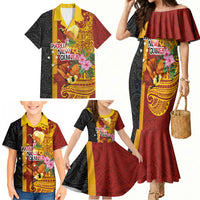 Papua New Guinea Independence Day Family Matching Mermaid Dress and Hawaiian Shirt Birds-of-Paradise Melanesian Tattoos Tropical Plants LT03 - Polynesian Pride