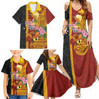 Papua New Guinea Independence Day Family Matching Summer Maxi Dress and Hawaiian Shirt Birds-of-Paradise Melanesian Tattoos Tropical Plants LT03 - Polynesian Pride