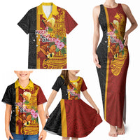 Papua New Guinea Independence Day Family Matching Tank Maxi Dress and Hawaiian Shirt Birds-of-Paradise Melanesian Tattoos Tropical Plants LT03 - Polynesian Pride