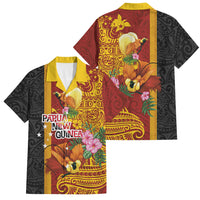 Papua New Guinea Independence Day Family Matching Tank Maxi Dress and Hawaiian Shirt Birds-of-Paradise Melanesian Tattoos Tropical Plants LT03 Dad's Shirt - Short Sleeve Multicolor - Polynesian Pride