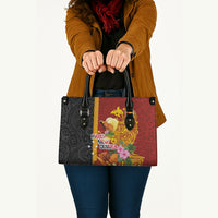 Papua New Guinea Independence Day Leather Bag Birds-of-Paradise Melanesian Tattoos Tropical Plants