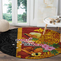 Papua New Guinea Independence Day Round Carpet Birds-of-Paradise Melanesian Tattoos Tropical Plants
