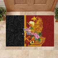 Papua New Guinea Independence Day Rubber Doormat Birds-of-Paradise Melanesian Tattoos Tropical Plants