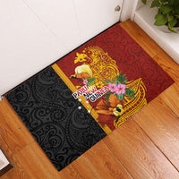 Papua New Guinea Independence Day Rubber Doormat Birds-of-Paradise Melanesian Tattoos Tropical Plants