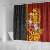 Papua New Guinea Independence Day Shower Curtain Birds-of-Paradise Melanesian Tattoos Tropical Plants