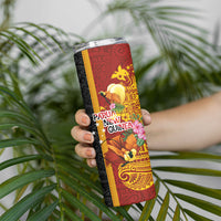Papua New Guinea Independence Day Skinny Tumbler Birds-of-Paradise Melanesian Tattoos Tropical Plants