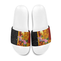 Papua New Guinea Independence Day Slide Sandals Birds-of-Paradise Melanesian Tattoos Tropical Plants