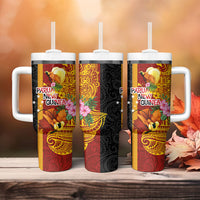 Papua New Guinea Independence Day Tumbler With Handle Birds-of-Paradise Melanesian Tattoos Tropical Plants