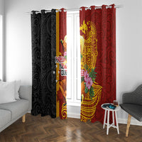 Papua New Guinea Independence Day Window Curtain Birds-of-Paradise Melanesian Tattoos Tropical Plants