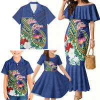 Guam Chamorro Family Matching Mermaid Dress and Hawaiian Shirt Tribal Latte Stone and Seal Artwork Polynesian Patterns