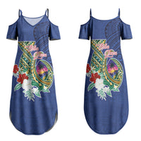 Guam Chamorro Family Matching Summer Maxi Dress and Hawaiian Shirt Tribal Latte Stone and Seal Artwork Polynesian Patterns LT03 Mom's Dress Multicolor - Polynesian Pride