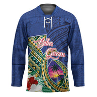 Guam Chamorro Hockey Jersey Tribal Latte Stone and Seal Artwork Polynesian Patterns