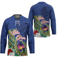 Guam Chamorro Hockey Jersey Tribal Latte Stone and Seal Artwork Polynesian Patterns