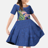 Guam Chamorro Kid Short Sleeve Dress Tribal Latte Stone and Seal Artwork Polynesian Patterns