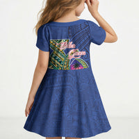 Guam Chamorro Kid Short Sleeve Dress Tribal Latte Stone and Seal Artwork Polynesian Patterns LT03 - Polynesian Pride