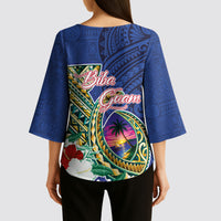 Guam Chamorro Kimono Sleeve Blouse Tribal Latte Stone and Seal Artwork Polynesian Patterns