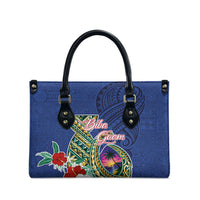 Guam Chamorro Leather Bag Tribal Latte Stone and Seal Artwork Polynesian Patterns